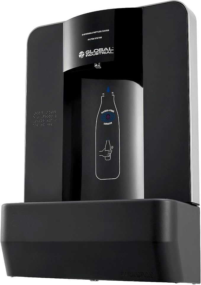 Global Industrial Surface Mount Touchless Water Bottle Filling Station, 3600 Gallon Capacity PFAS Filter, 1.0 GPM, for Use in Warehouse School Office Hotel