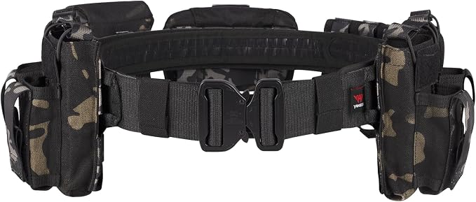 BOMTURN Battle Belt Tactical Belt with Accessories: Duty Belts Law Enforcement Combat Airsoft Police Belt with Pouches 7pcs