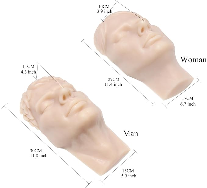 JUYO VONSAN Injection Training Mannequin Face Silicone Head Facial Injection Face Nose Model （Not TPE） for Piercing Tattoo Practice Medical Student (Woman Head)