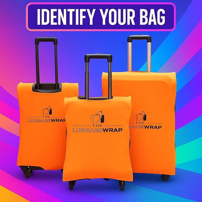 Small, Opulent Orange Water-Resistant Luggage Covers for Suitcase TSA Approved for 19"-21" - Durable Patented Design Suitcase Covers for Luggage, Fundas para Maletas, Travel Accessories