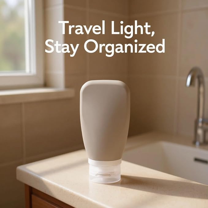 Refillable Travel Bottles, 5 Pcs Silicone Bottles Set with Labels, Squeeze Bottles for Toiletries, Leak Proof