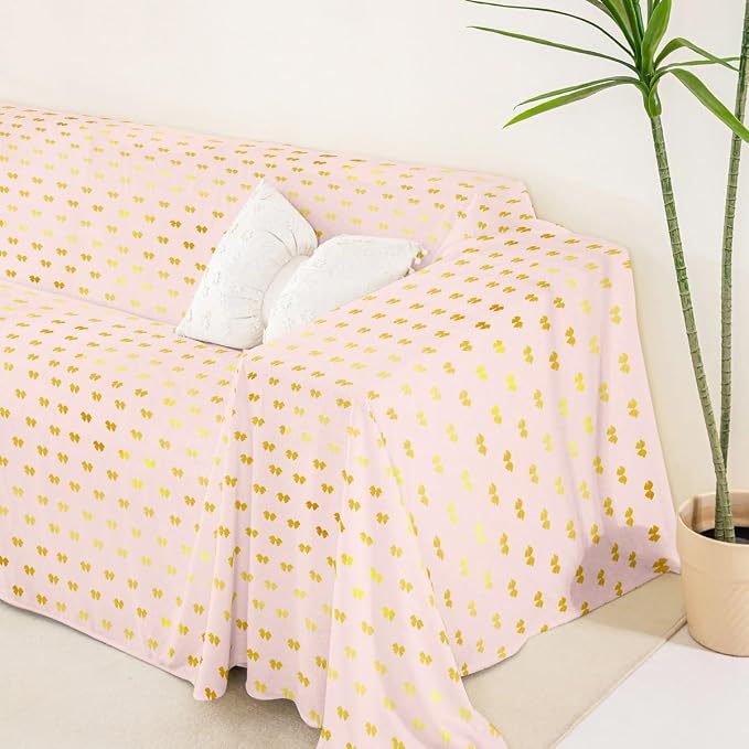 Erosebridal Gold Bow Non Slip Covers Sofa Covers for 3 Cushion Buffalo Plaid Decor Dog Pet Couch Protector Abstract Grid Washable Anti-Slip Couch Cover Kawaii Bow Tie Sofa Cover,91" x 118"