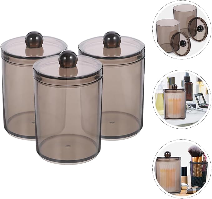 PRETYZOOM 12pcs Cotton Swab Holder Transparent Storage Jar for Cotton Pads Swabs and Toothpicks Compact Bathroom Organizer with Easy-open Lid for Efficient Storage