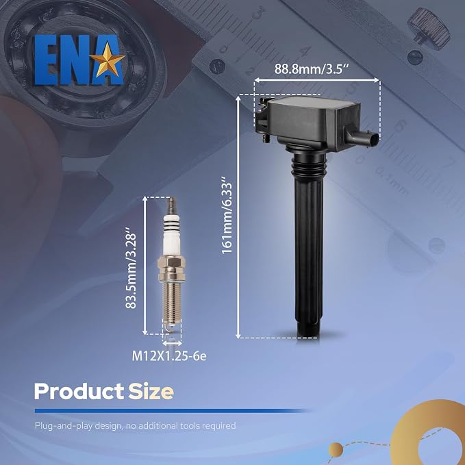ENA Set of 6 Ignition Coils & Iridium Spark Plugs for UF648 Compatible with Chrysler Dodge Charger Jeep Grand Cherokee Wrangler 200 300 Challenger Journey 3.2L 3.6L V6 Replace for 93175 C894 C1791