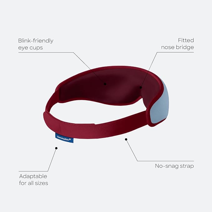 Ostrichpillow Eye Mask, Sleep Mask for Men Women 100% Blackout, No Pressure On Eyes, Soft & Breathable, Adjustable Fit, Travel Bag Included