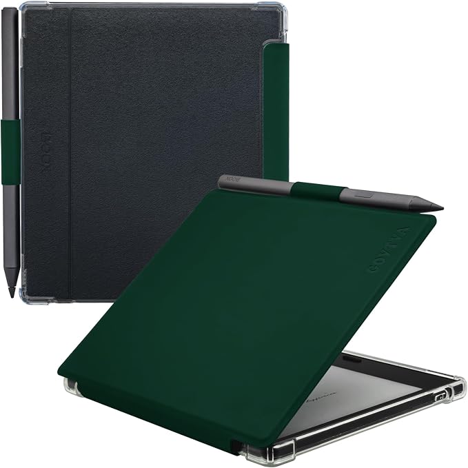 Pen Holder Case for Onyx Boox Go Color 7 (Gen 1/2, 2024/2025) / Boox Go 7 Ultra-Thin Enhanced Auto Sleep/Wake Cover with Transparent TPU Back & Magnetic Closure (Green)