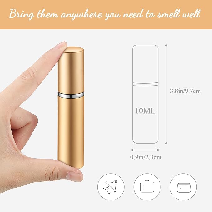 Motiskyy 70 Pcs 10 ml Refillable Perfume Atomizers Bulk - Mini Travel Cologne Sprayers with Refill Pump & Transfer Tool for Perfume Makers & Small Studios(Mixed Color)