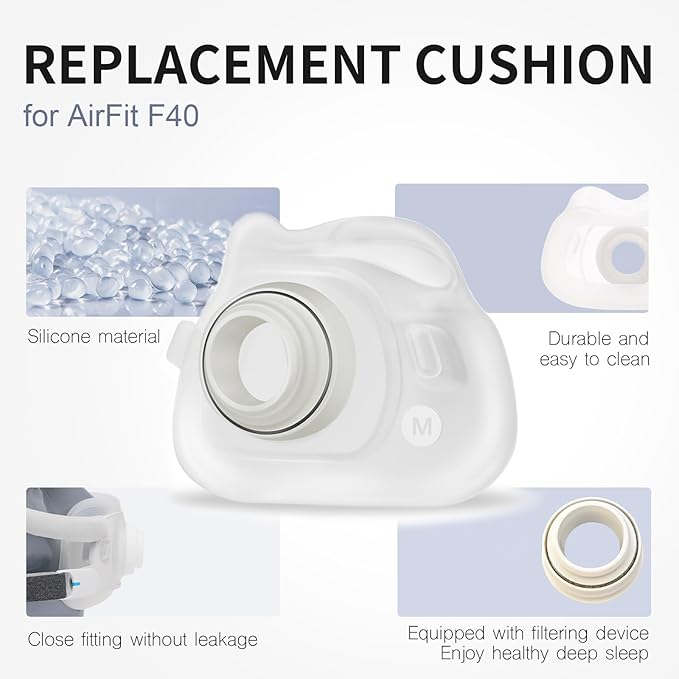 2 Packs Reliable Silicone Cushion for AirFit F40 Full Face Replacement Cushion (M)