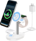 Hevanto 2026 3 in 1 Wireless Charging Station for Apple MagSafe Charger, 15W Fast Magnetic Mag-Safe Charger Stand for iPhone 17 16 15 14 13 12 Apple Watch AirPods Series, SilverWhite