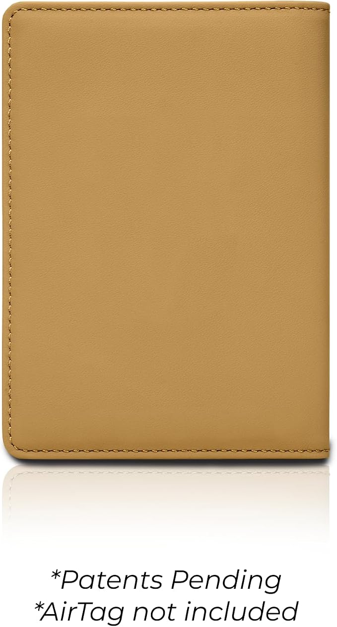 Kings Loot Passport Holder Wallet – RFID Blocking Leather Travel Wallet with Built-in Airtag Holder – Holds 1-6 Cards & Passport – Easy Pull Tab – Slim & Stylish Wallets (Driftwood)