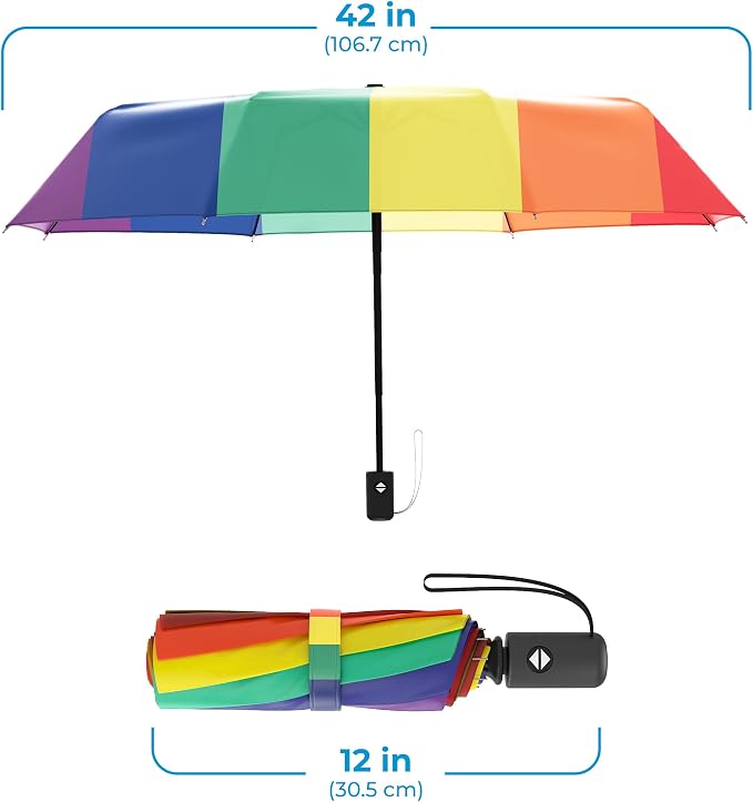 Rain-Mate Windproof Compact Umbrellas for Rain - Strong Reinforced Fiberglass Rib Design & Auto Open & Close - Portable Folding Travel Umbrella - Lightweight & Packable for Women & Men, Easy Collapse