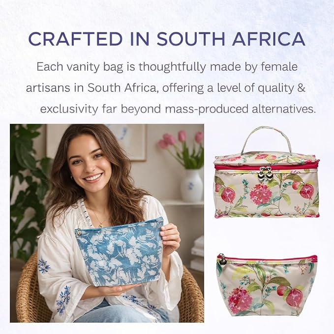 Jacaranda Living Vanity Bag - Water-Resistant, PVC-Lined - Strawberry Vine