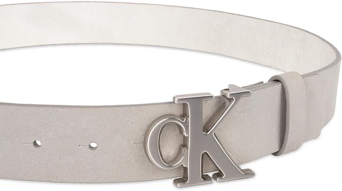 Calvin Klein Men’s CK Monogram Cut Out Buckle Belt – Casual Belt for Jeans & Everyday Wear