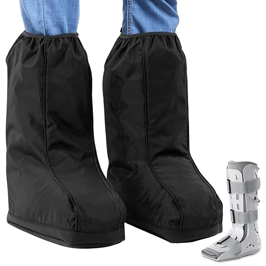 IMPRESA 2 Pack Walking Boot Cover for Foot & Ankle Brace – Medical Boot Shoe Protectors for Rain & Winter Weather – Water-Resistant Cast Cover for Foot Brace & Orthopedic Shoes – Med/Large – Unisex