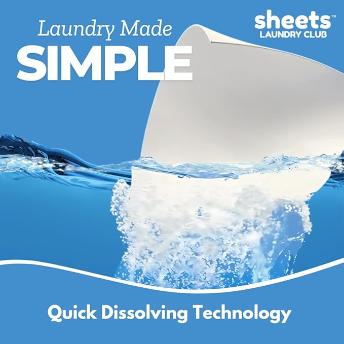 Sheets Laundry Club Laundry Detergent Sheets, 50 Pack (Up to 100 Loads) - Lavender - New Liquidless Technology, Travel Essential Cleaning Supplies