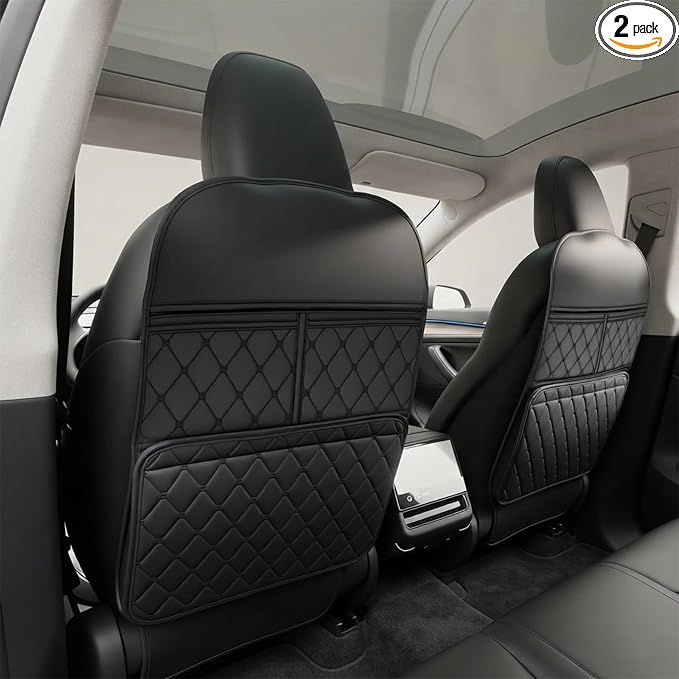ROXAI 2 Pack Kick Mats Back Seat Protector, Seat Back Cover for Kids Feet, Anti-Kick Pad for Back of Front Seats – Waterproof, Keep Car Clean from Dirt, Scuffs & Stains