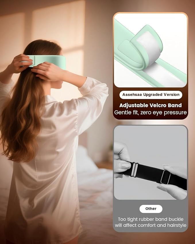 Heated Eye Mask - Cordless Eye Mask for Dry Eyes, Eye Relief, Improved Sleep, Timed Shutdown, 4 Temperature, Washable Eye Heating Pad for Travel, Removable for Cleaning - Green