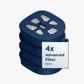 LARQ Pitcher Filter 4-pack, Advanced Carbon Filters, Removes Lead, Mercury and More, Good for 8 Months, Regular, Blue