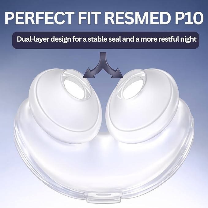 AirFit P10 Nasal Pillow Cushion - Compatible with Resmed P10 Mask - Value Pack - Leak-Free Seal & Lightweight Comfort Replacement Supplies for Uninterrupted Sleep - Large 6 Pack