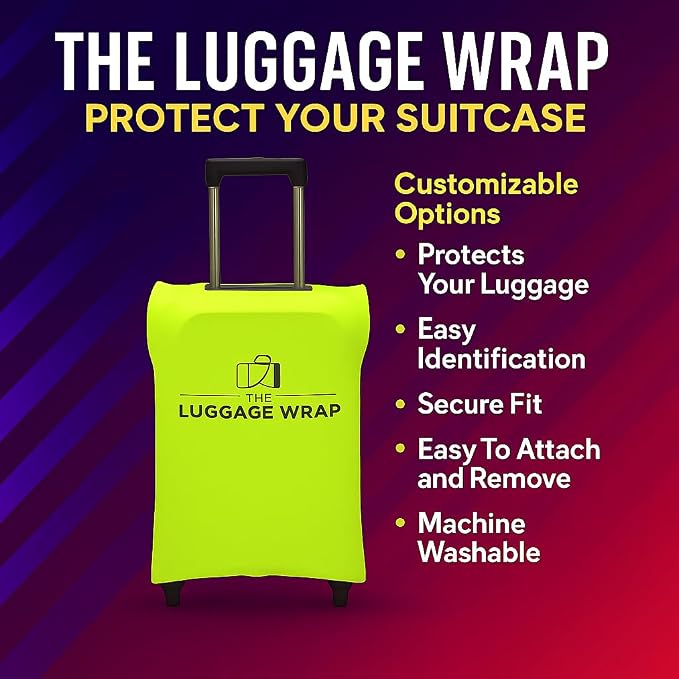 Medium Lemony Lime Green Water-Resistant Luggage Covers for Suitcase TSA Approved for 24"-26" - Durable Patented Design Suitcase Covers for Luggage, Fundas para Maletas, Travel Accessories