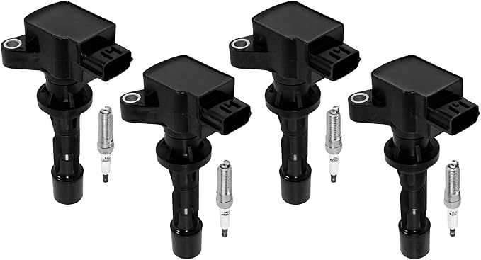 4PCS UF540 Ignition Coils + 4PCS Iridium Spark Plugs Ignition Coils Pack Fits for 2006-2013 3, 2006-2013 6, 2010-2012 CX-7 2.0L, Coil Pack Set Replace OE 90083 6M8G-12A366