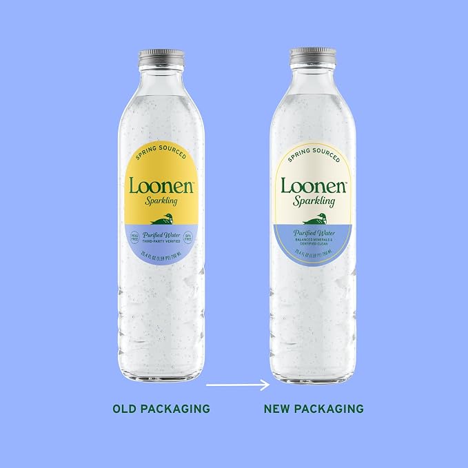 Loonen Spring Sourced Sparkling Water, Glass Bottled High Carbonation, Minerals, Magnesium, Potassium, Calcium, Sodium, PFAS Free, Plastic Free, NSF Certified, American Made, Pack of 6, 750mL