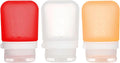 humangear GoToob+ Bottles - Silicone Leak-Proof Travel Tubes for Toiletries, Camping & TSA Carry-On (3-Pack), Small (1.7 fl oz; 53ml), Clear/Red/Orange