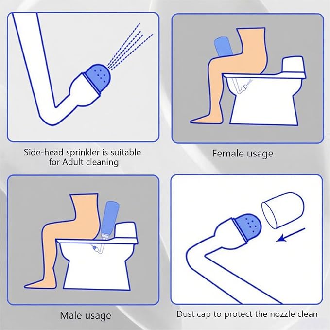 Portable Bidet for Travel-350ml Bottle with Adjustable Nozzle (Angled & Straight), Gentle Portable Cleansing