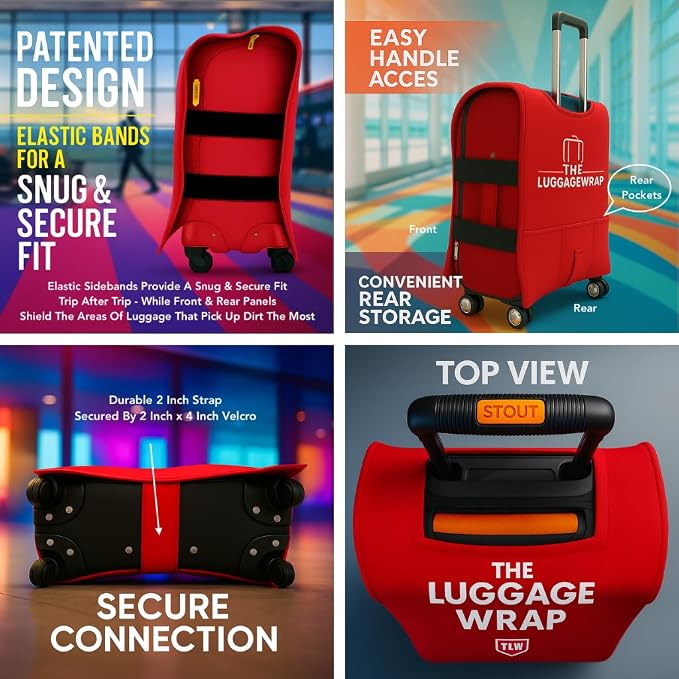 Large Regal Red Water-Resistant Luggage Covers for Suitcase TSA Approved for 27"-29" - Durable Patented Design Suitcase Covers for Luggage, Fundas para Maletas, Travel Accessories