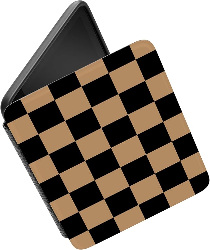 Casely Kindle Case | Fit Check | Black & Brown Checkerboard | Compatible with 7" Kindle Colorsoft and 7" Kindle Paperwhite (12th Gen 2024 Edition) | Auto Sleep/Wake | Hand Strap | Vegan Leather
