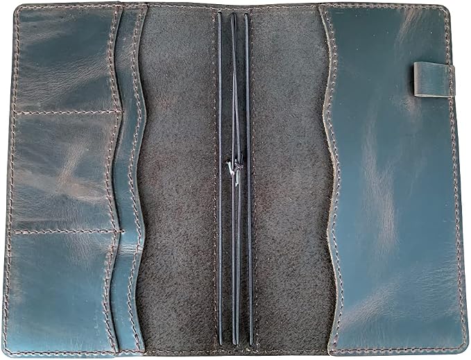 newestor Travelers Notebook Cover with Inner Pockets, Card Slots and Pen Holder, Standard Size, Dark Brown
