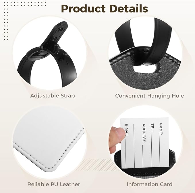 30 PCS Sublimation Luggage Tags for Suitcases, Blank Leather Suitcase Tags with Card Inserts, Heat Transfer Travel Bag Tags with Snap, Leather Sublimation Blank DIY Suitcase Name Tag