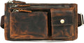 Genuine Leather Hiking Riding Travel Fanny Waist Pack Small Phone Pouch For Men Women FB811-29 (100% Leather-Brown)