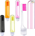 Patelai 4 Pieces Travel Toothbrush Set, Travel Size Toiletries, Soft Bristle Mini Foldable Tooth Brush with Case, Individually Wrapped Small Portable Toothbrush for Camping Home (Honey Color)