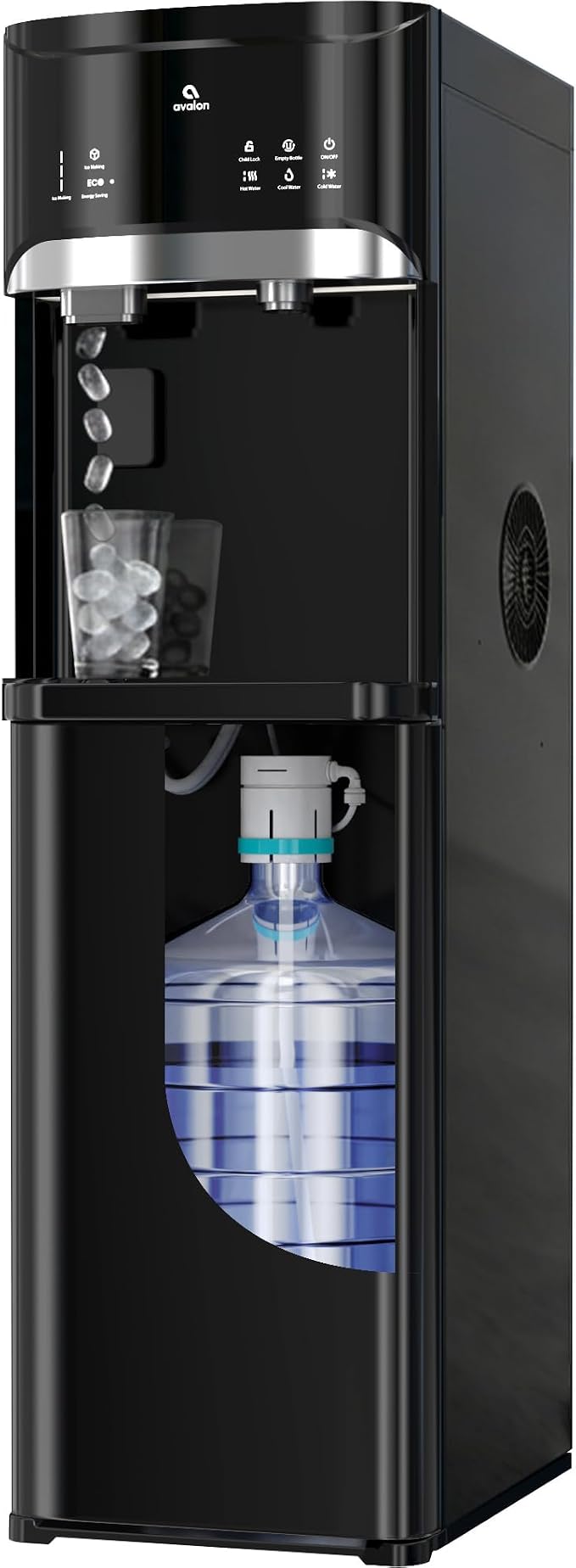 Avalon Bottleless Water Cooler Water Dispenser with Bullet Ice, 22 LBS Per Day, 3 Temperature Settings, Dual NSF Filtration, Electronic Display, Indicator Lights, ETL Listed