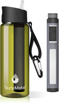 Survimate 5-Stage 0.01μm Ultra-Filtration Filtered Water Bottle, BPA-Free Material, NSF/ANSI 42 Certified, Portable Water Filter Bottle for Survival, Camping, Hiking, and Emergency Use