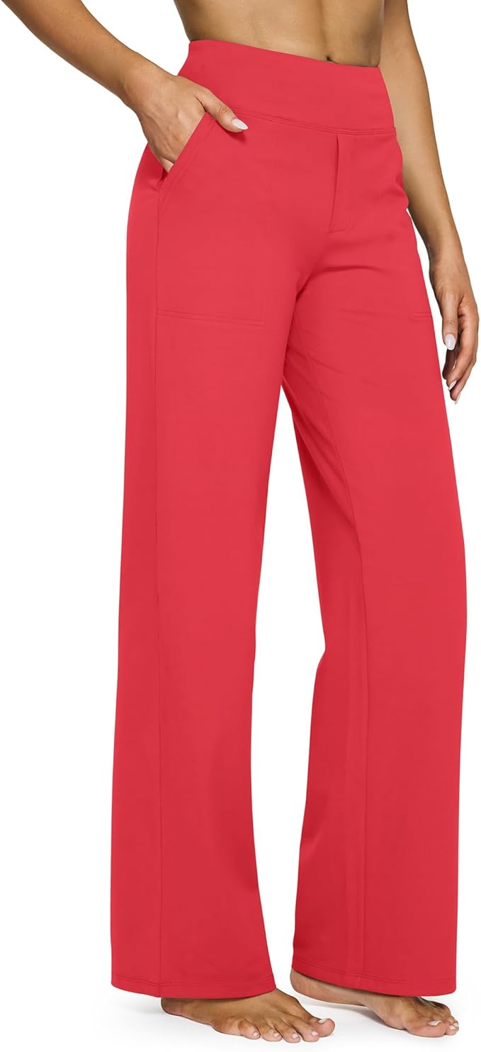 G4Free EverGoing Yoga Pants Women Wide Leg Pants with Pockets High Waist Stretch Dress Casual Sweatpants Petite/Regular/Tall