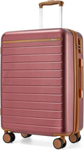 Kono 24 Inch Check In Suitcase Expandable Luggage, Business Travel Suitcase for 5-7 Days, Durable ABS+PC Hardshell with Side Handles & Kick Plates, Double Spinner Silent Wheels, Burgundy