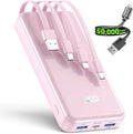 Portable Charger,50000mAh Power Bank Built-in Cable, 22.5W PD USB C In & Out Fast Charging, External Battery Pack with 6 Output & 2 Input, Travel Phone Charger for iPhone 17/16/15/14/13/12(Rosy)