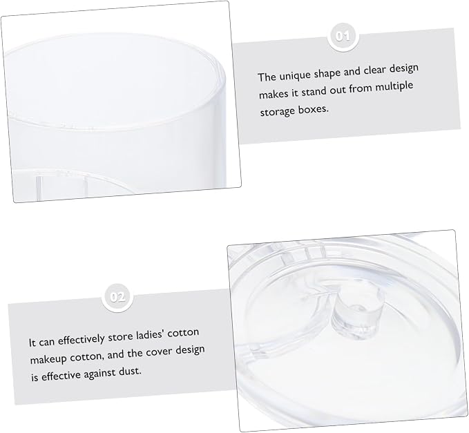 GLEAVI Triple Compartment Cotton Swab Dispenser Acrylic Makeup Organizer Lid for Bathroom and Vanity Storage