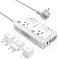 Universal Travel Adapter 220V to 110V Voltage Converter US to Europe 2000W Travel Voltage Converter with 2 USB Ports and EU/UK/AUS Plug Adapter for Hair Dryer/Curling Iron (White)