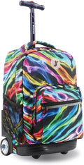 J World Sunrise Kids Rolling Backpack for Girls Boys. Roller Bookbag With Wheels For School, Quantum
