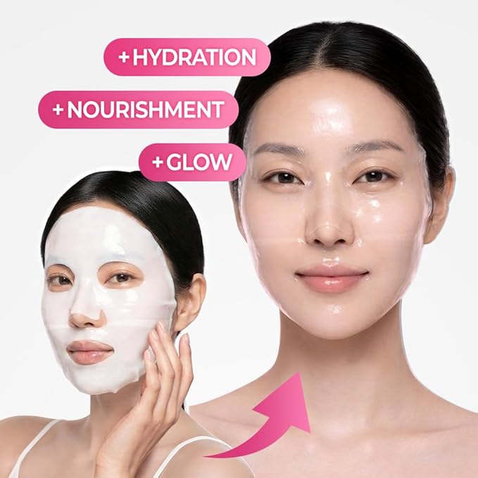 NEXTBEAU Collagen Hydrogel Face Mask with Hydrolyzed Collagen, Hyaluronic Acid, Niacinamide & Peptides for Deep Hydration and Smooth Skin (Pack of 4, 34g Each / 1.19oz)