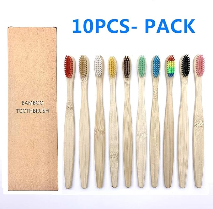 10PCS Colorful Natural Toothbrush Set Soft Bristle Charcoal Teeth Whitening Toothbrushes Dental Oral Care