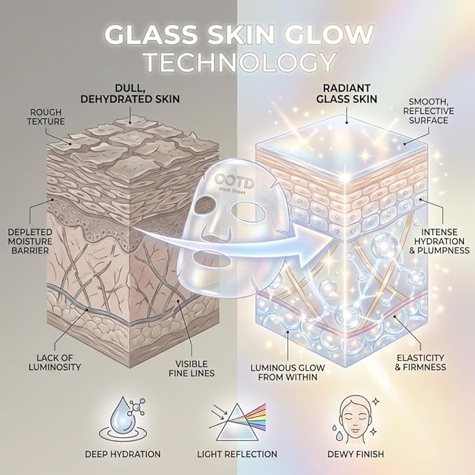 #OOTD Collagen Hydrating Sheet Masks for Face Korean Anti Aging Mask Sheet for Dry Skin & Sensitive Skin, EVE Vegan, Not Tested on Animals, No Parabens, No Sulfates, Hyaluronic Acid, Witch Hazel 10EA