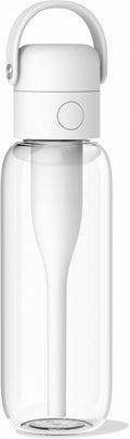 Aquagear Water Filter Bottle BPA-Free, 22oz Capacity, Removes Chlorine, PFOA/PFOS Forever Chemicals, 40 Gallon Filter Life, White