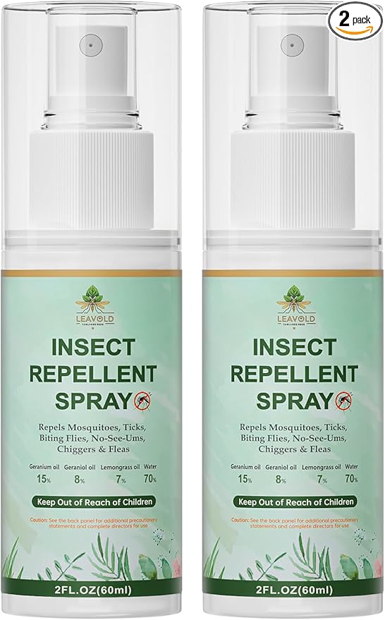Mosquito Repellent Spray for Body, Made with Plant Essential Oils,Insect Repellent Spray Natural Bug Repellent for Skin DEET-Free Travel Size 2 Fl Oz (2 Pack)