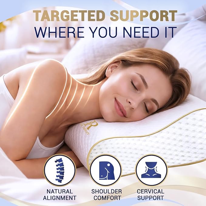 Cervical Memory Foam Pillow – 4-Layer Adjustable King Size Contour Design for Side Sleepers, Neck Support & Pain Relief, Orthopedic, CertiPUR-US Certified