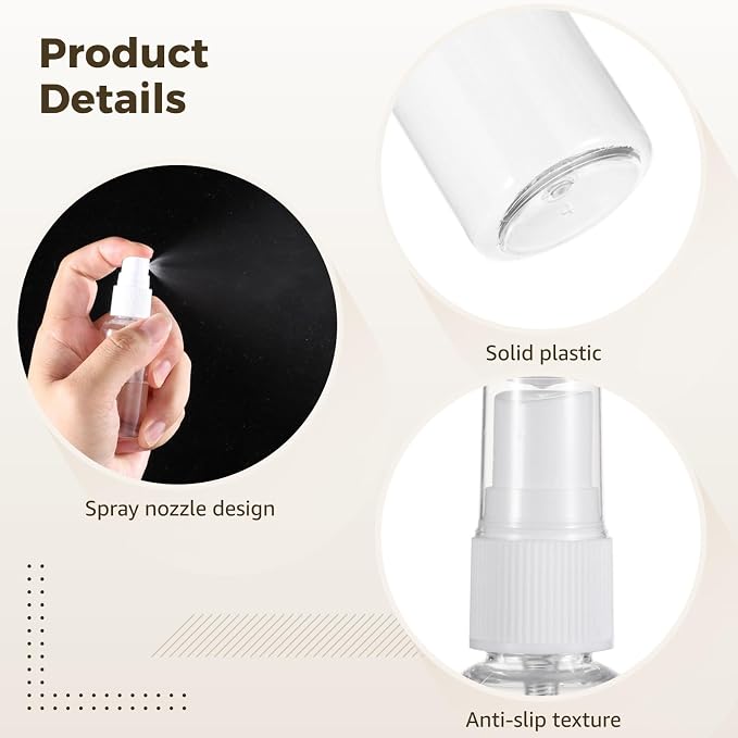 OMISTAR 200 PCS 1 oz Mini Small Spray Bottle - 30ml Transparent Plastic Travel Spray Bottles for Perfume Cosmetic, Travel Size with 5 Funnels, Convenient Refillable, Leak-proof Design