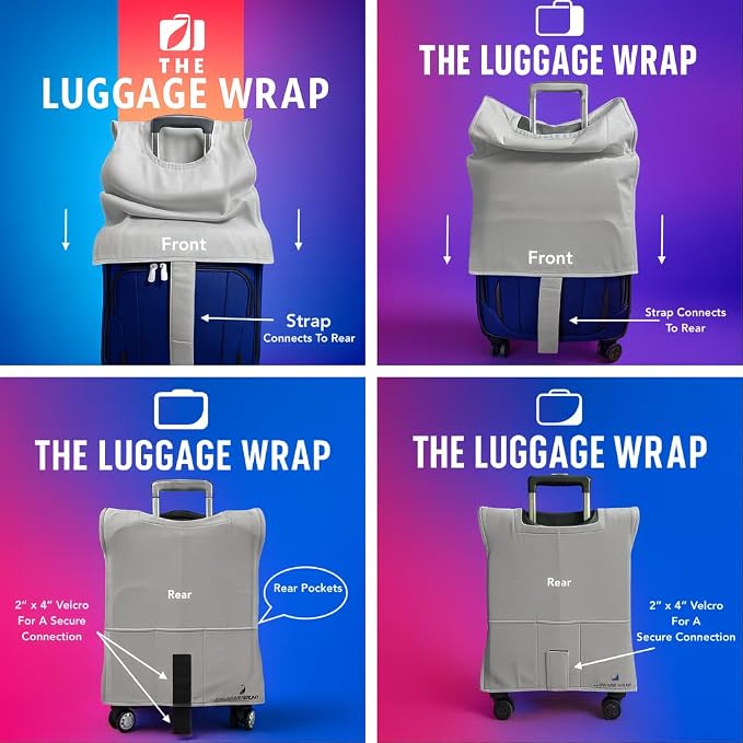 Large Graceful Gray Water-Resistant Luggage Covers for Suitcase TSA Approved for 27"-29" - Durable Patented Design Suitcase Covers for Luggage, Fundas para Maletas, Travel Accessories